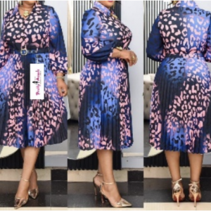 Blue & Pink Leopard Print Dress
