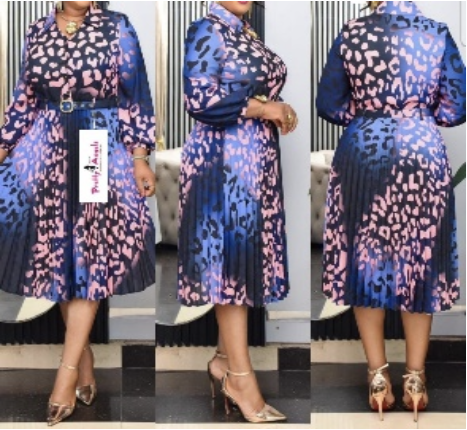 Blue & Pink Leopard Print Dress