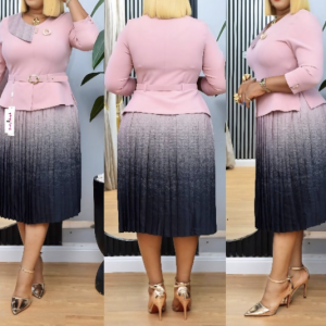 Pink & Black Two-Tone Midi Dress