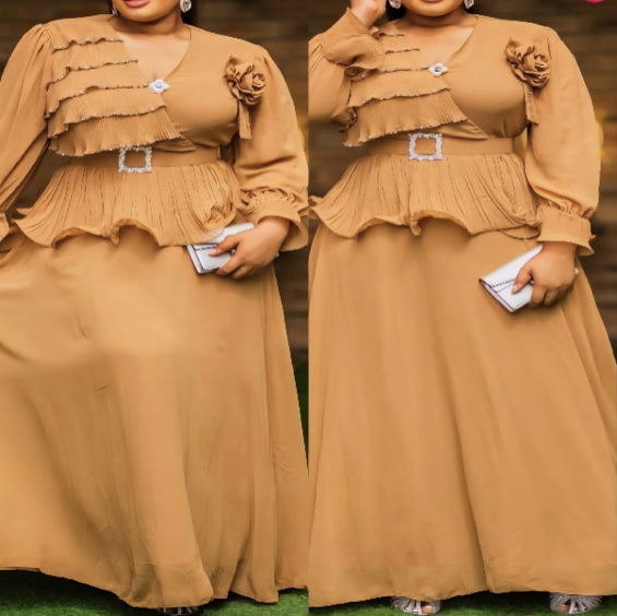 Tanned Long Flowing Gown