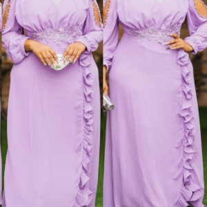 Lavender Shade Elegant Long Evening Gown