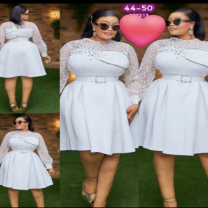 White Elegant Knee-Length Dress