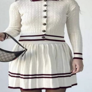Chic Preppy Two-Piece Knitted Set